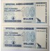 ZIMBABWE 2008 . ONE BILLION 100,000,000,000 DOLLARS BANKNOTES . CONSECUTIVE FOUR